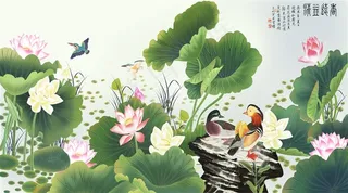 荷花背景墙图片