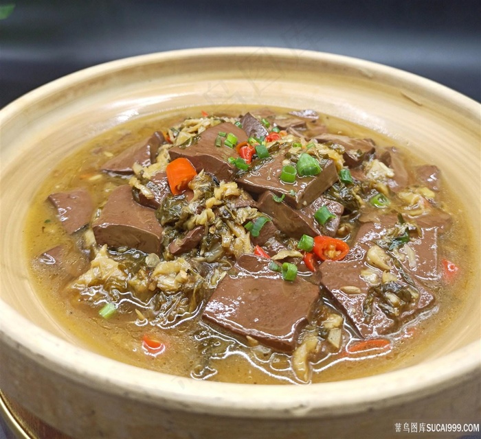 菜心子烧鸭血
