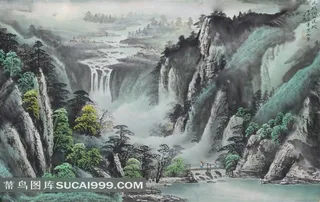 山水风景绘画图片素材
