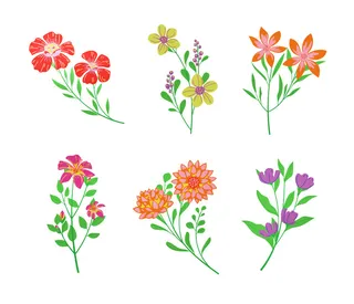 小清新卡通插画花草素材