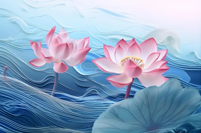 简约大气荷花蓝色水背景(1344x896)