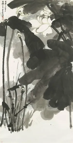 张大千水墨荷花国画图片 张大千水墨荷花国画图片
