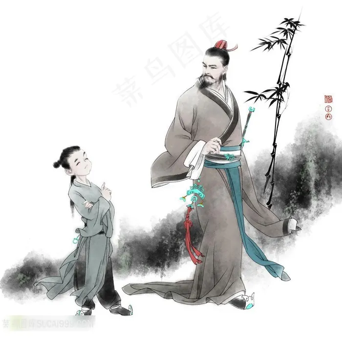 水墨人物插画高清图片