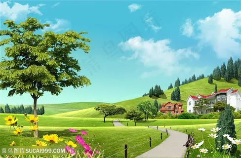 唯美草地风景画韩式自然背景 唯美草地风景画韩式自然背景