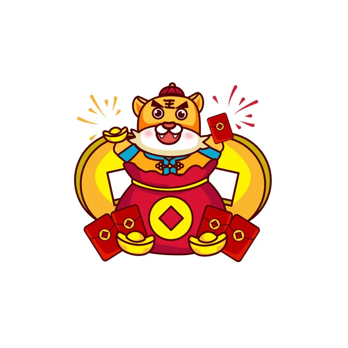 手绘2022虎年新年春节卡通老虎形象IP插画元素AI设计素材图案ai矢量模版下载