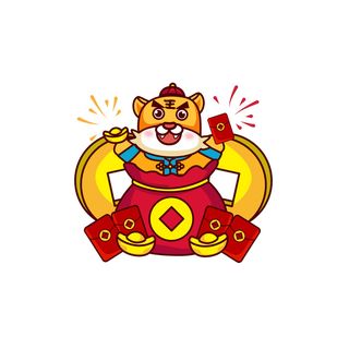 手绘2022虎年新年春节卡通老虎形象IP插画元素AI设计素材图案