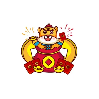 手绘2022虎年新年春节卡通老虎形象IP插画元素AI设计素材图案