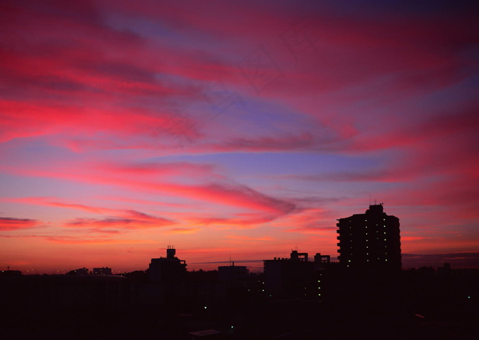 天空背景云层云彩城市霞光