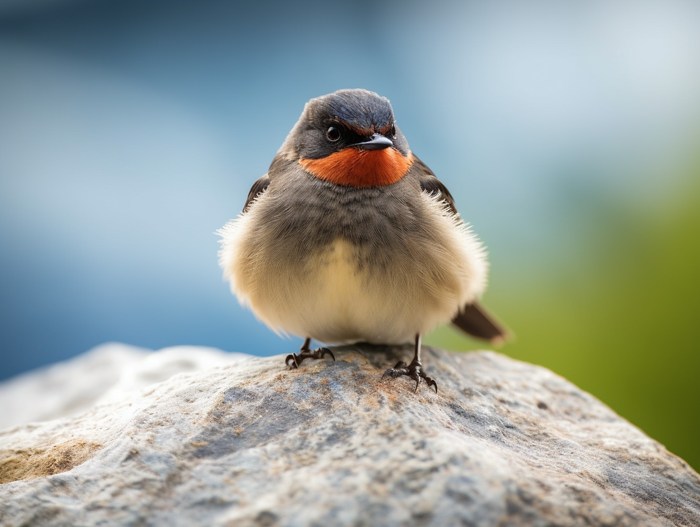 站在石块上的小鸟细节特写摄影图