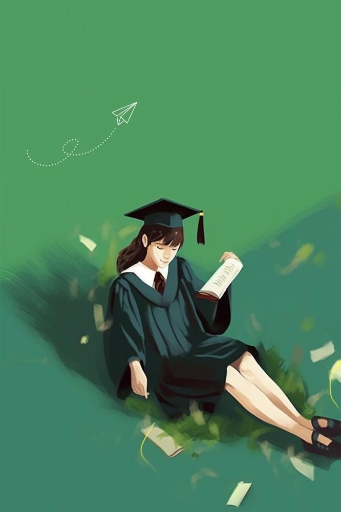清新毕业学生绿色简约海报背景