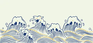 中国风鎏金浪花波浪矢量