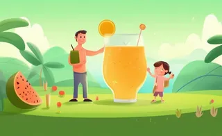 孩子们水果饮料玩耍背景