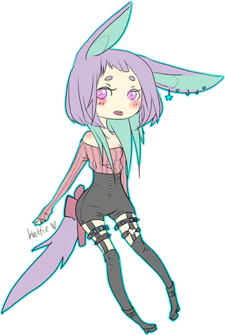 灵动兔子女孩素材卡通简笔