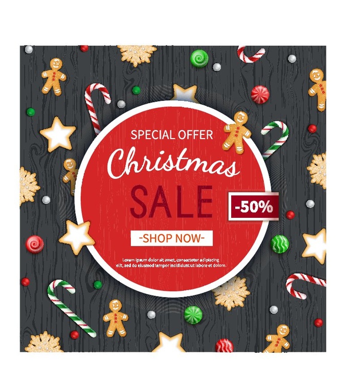 圣诞节圣诞树圣诞老人闪亮装饰电商促销折扣海报