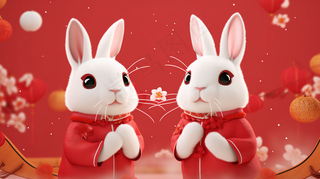 兔年新年贺新春喜庆背景