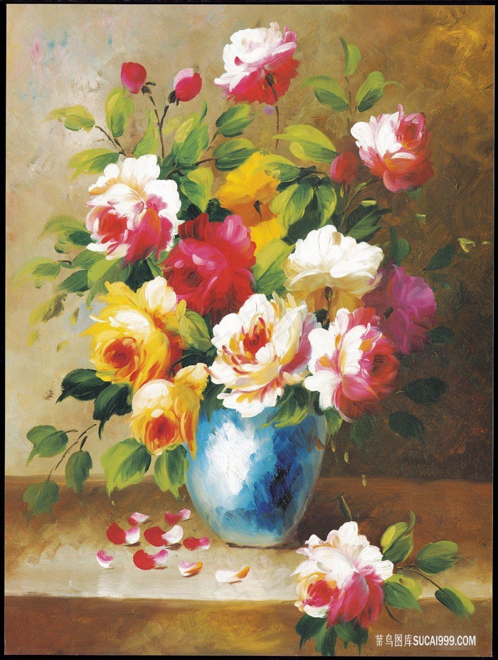 唯美花卉花瓶艺术油画