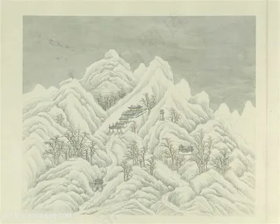 清代张若澄作品燕山八景之西山晴雪国画图片 清代张若澄作品燕山八景之西山晴雪国画图片