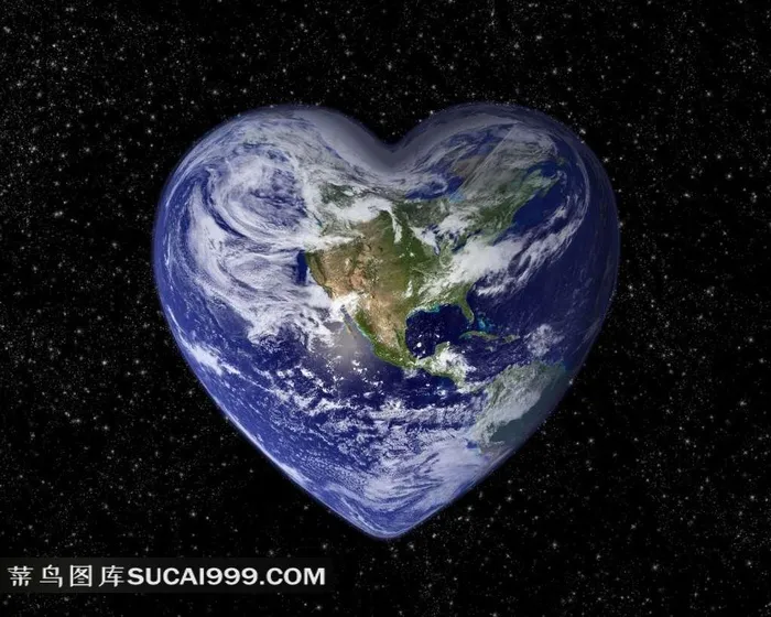技术处理过的心形地球