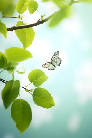 树枝蝴蝶清新背景