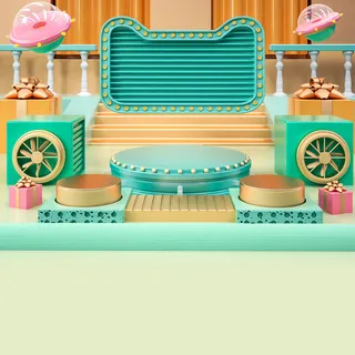 立体C4D场景电商首页主图直通车促销banner海报背景PSD素材