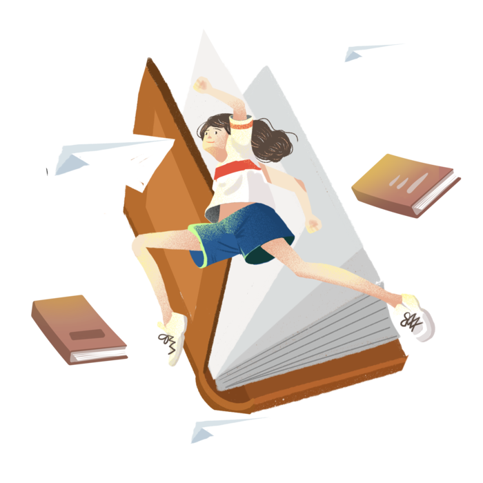 活力奔跑开学日学生png素材免扣