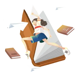 活力奔跑开学日学生png素材免扣