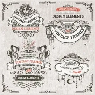 免抠复古丝带标签矢量