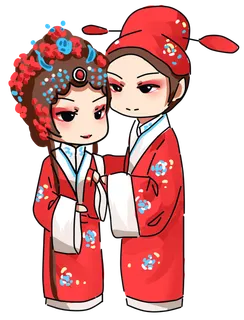 卡通京剧戏剧人物脸谱插画PNG图片 国潮中国风Q版戏剧人物PS素材