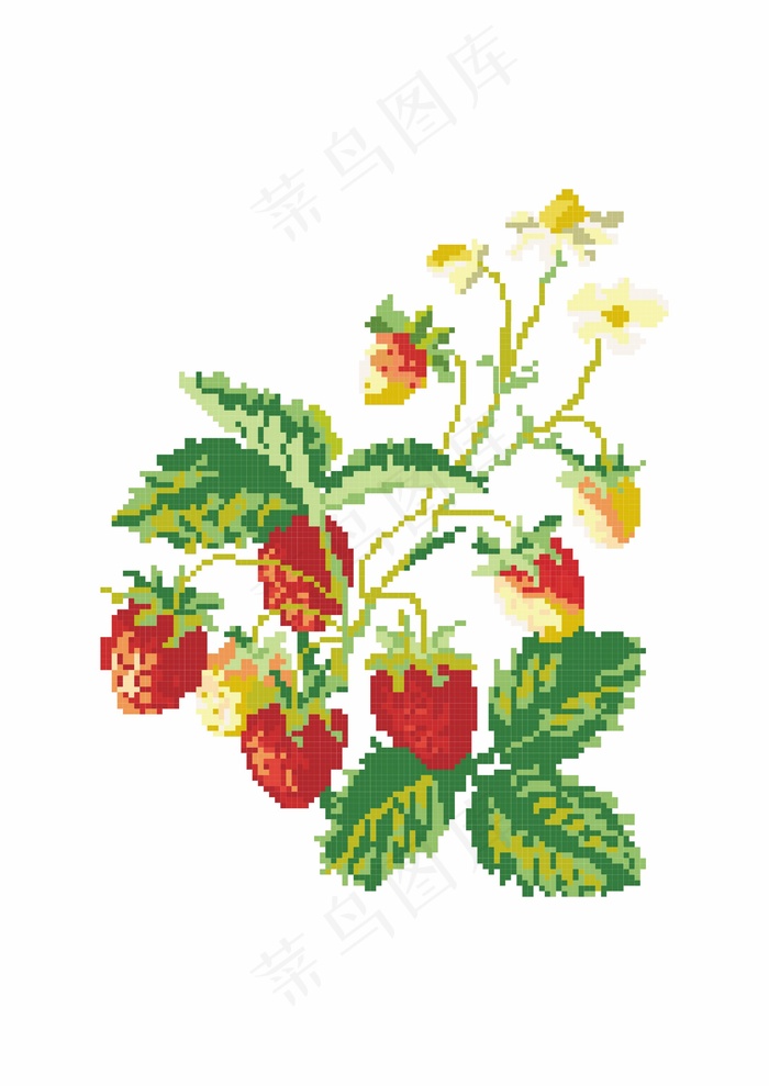 马赛克格子 草莓士多俾梨