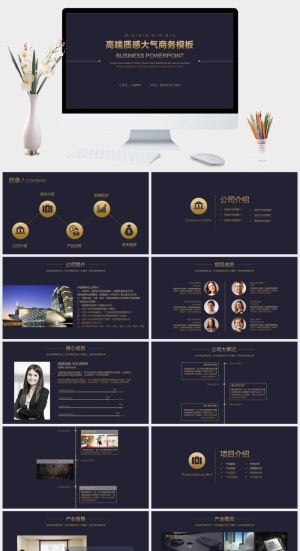 高端质感商务报告PPT模板预览图