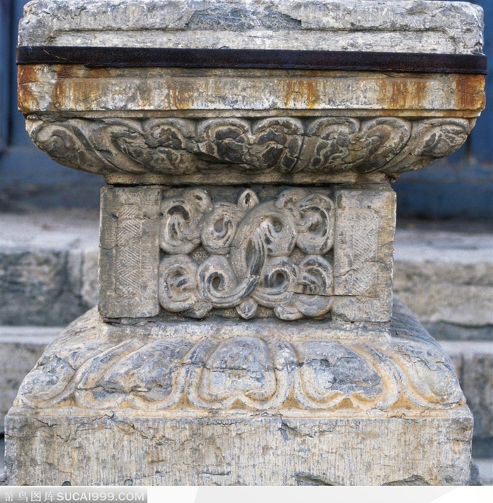 中华石雕柱纹-婉转的植物花纹