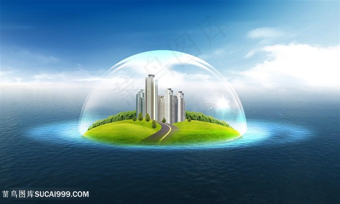 高楼大厦建筑环保韩式自然背景