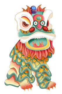 新年春节虎年元宵手绘人物舞狮卡通狮子头插画元素PSD设计素材 新年春节虎年元宵手绘人物舞狮卡通狮子头插画元素PSD设计素材
