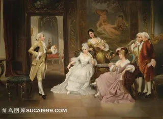 油画贵族古典宫廷人物图片
