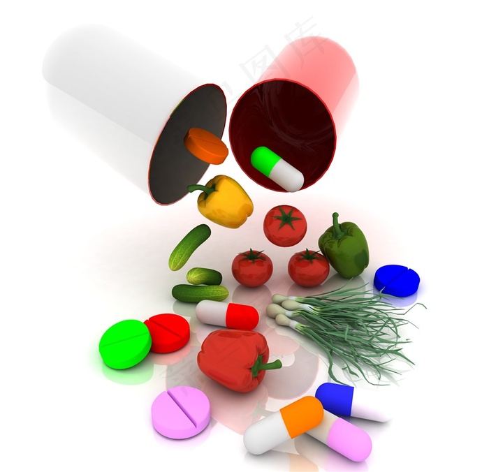 创意的胶囊跟蔬菜