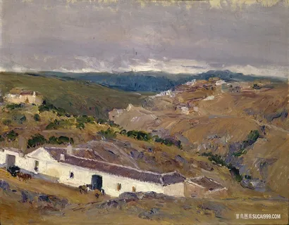 山脉房子高清油画 山脉房子高清油画