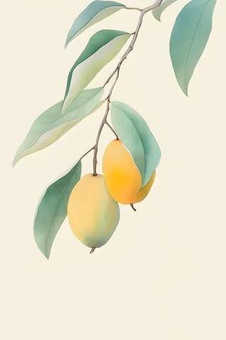 芒果水彩国风背景