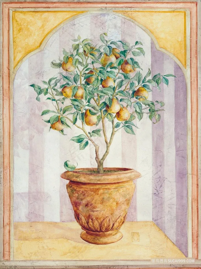 盆栽水果油画艺术画