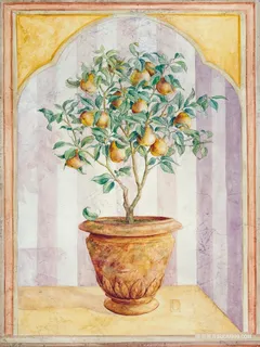 盆栽水果油画艺术画