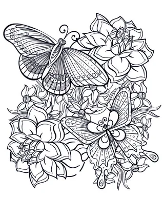 卡通手绘花卉黑白线描线稿