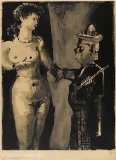 毕加索素描彩绘人物装饰画