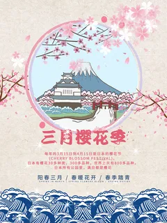 创意粉色唯美风格樱花节海报