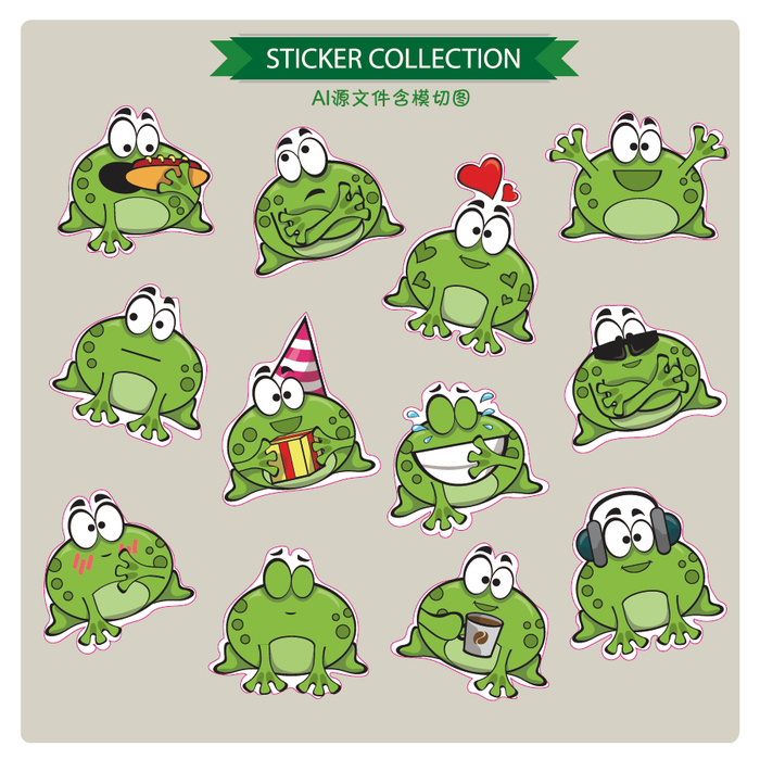 卡通动物不干胶标签贴纸