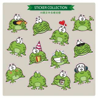 卡通动物不干胶标签贴纸