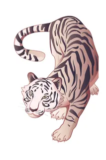 手绘国潮虎年卡通白虎老虎形象插画装饰元素AI设计素材png免抠图