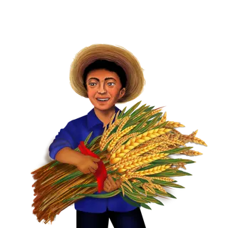 五一劳动节农民抱稻穗设计元素