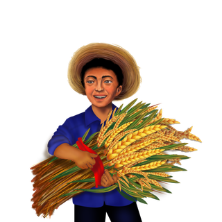 五一劳动节农民抱稻穗设计元素