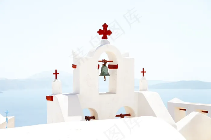 希腊教堂钟塔图片