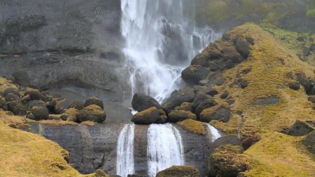 瀑布, 岩石, 河, 苔藓, 石头, 冰岛