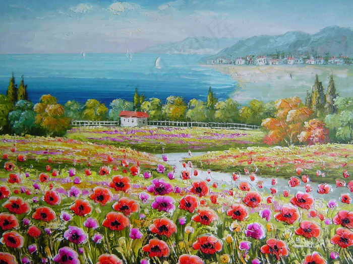 花海油画图片